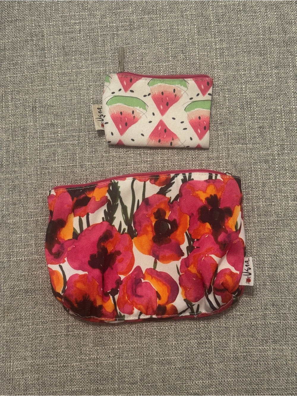 Vintage Vera Bradley for Clinique Floral and Watermelon Zip Pouch Set